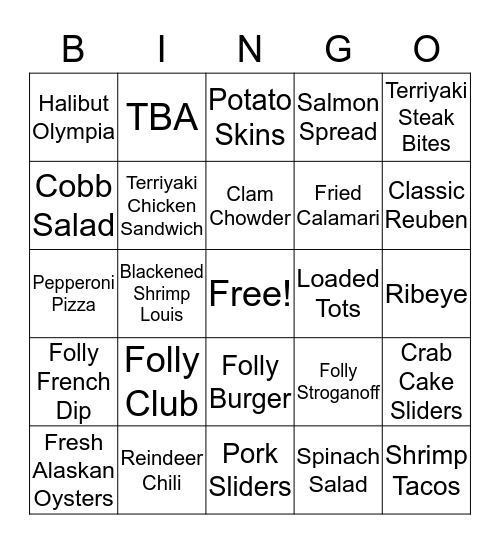 FOLLY BINGO Card