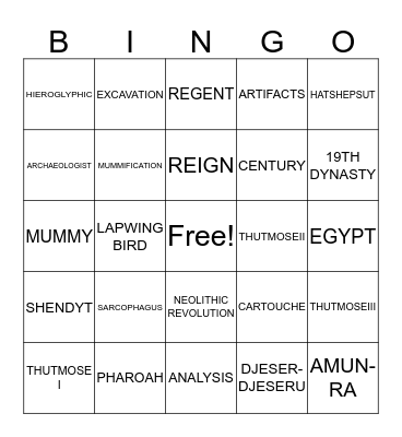 HATSHEPSUT BINGO Card