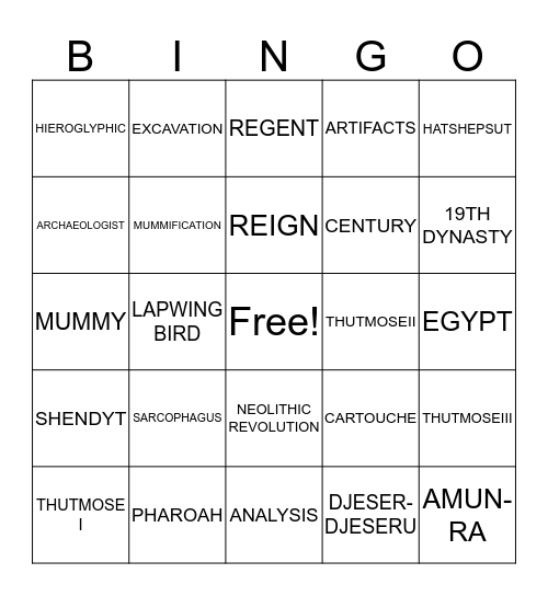 HATSHEPSUT BINGO Card