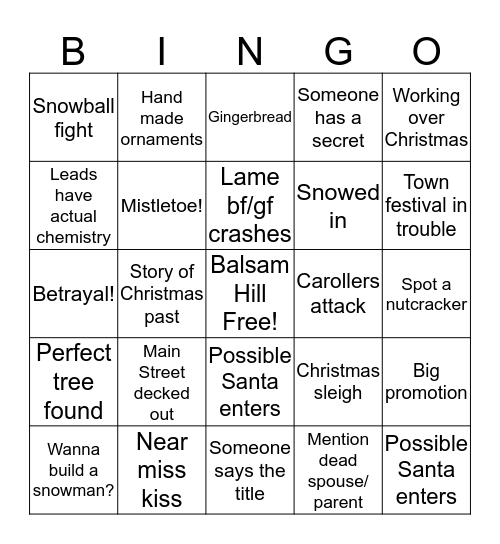 Hallmark Christmas Movie BINGO Card