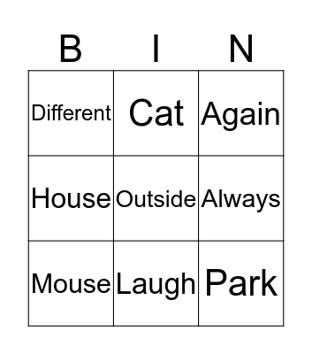 Find It! Bingo Card