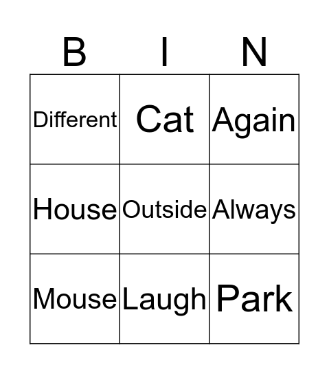 Find It! Bingo Card