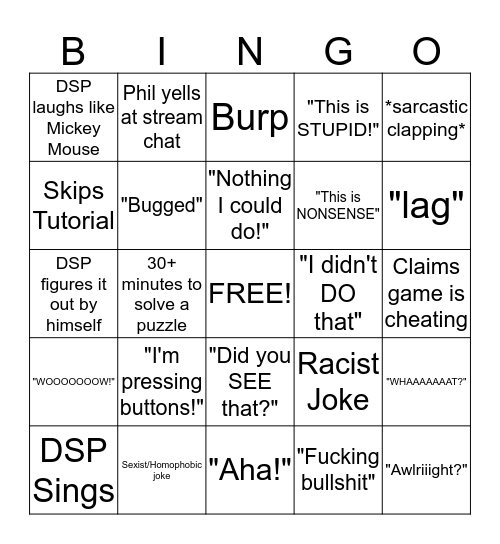 DSP Bingo Card