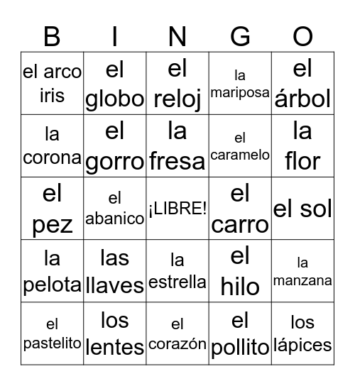 Bingo En Espanol Gratis Bingo en Español Bingo Card