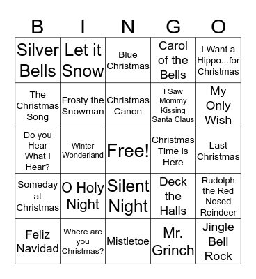 Christmas Music Bingo Card