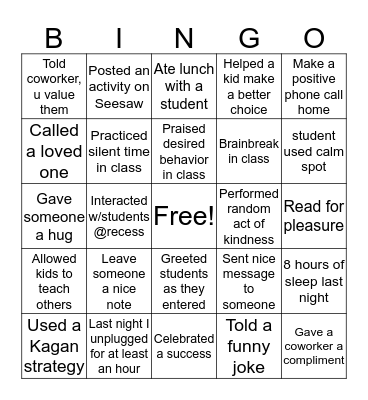 EGS THANKSgiving Bingo Card