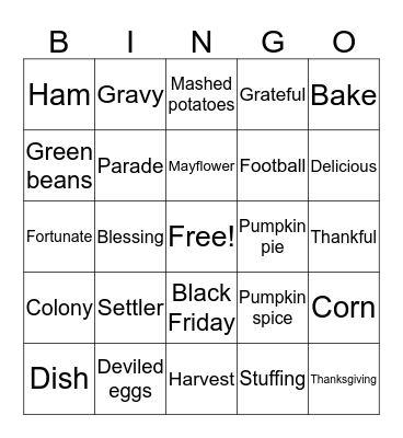Friendsgiving Bingo Card