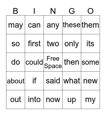 Dibels Word List C Bingo Card