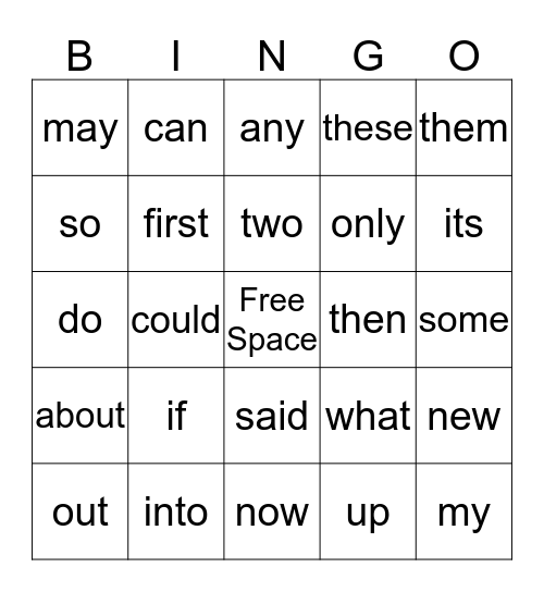 Dibels Word List C Bingo Card