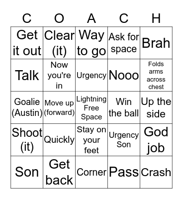 COACH-O Bingo Card