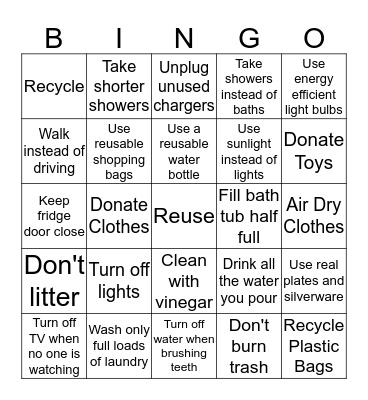 Because We Should Save the Earth. Bingo Card