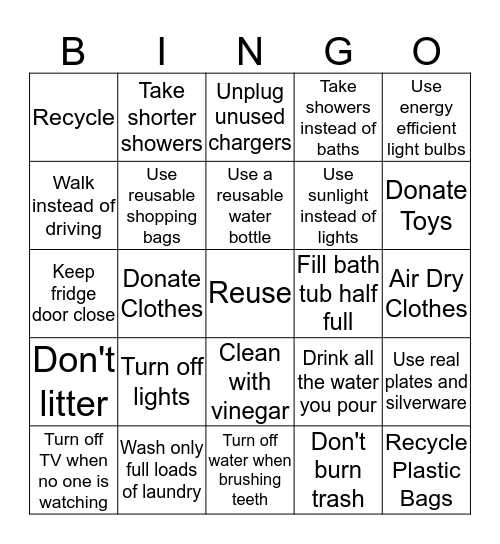 Because We Should Save the Earth. Bingo Card