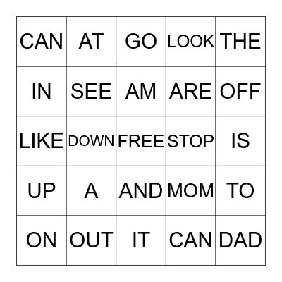 SIGHT WORDS Bingo Card