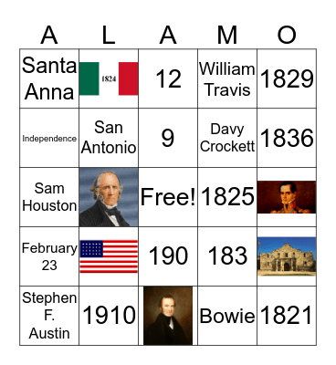 Alamo Bingo Card