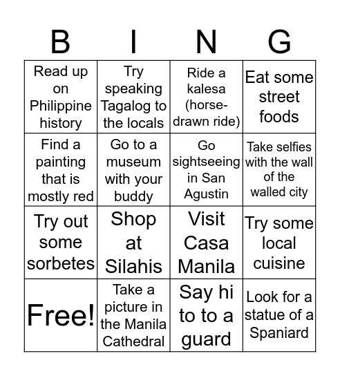 Intramuros Bingo Card