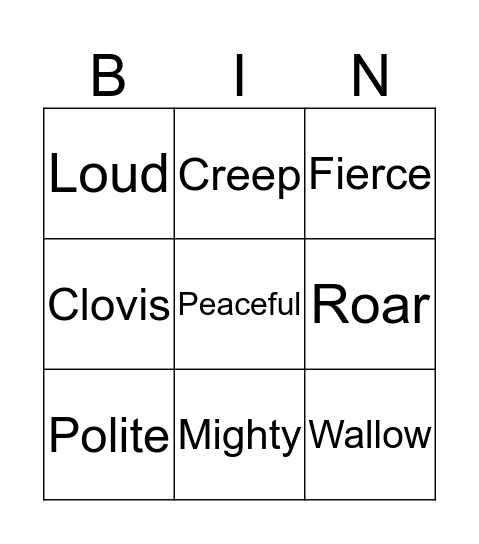 The Loudest Roar Bingo Card