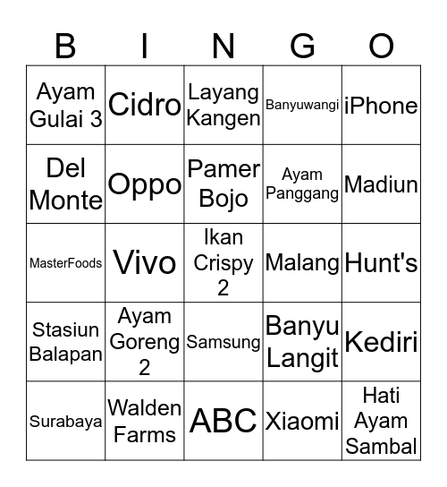 Ini Bingo Card