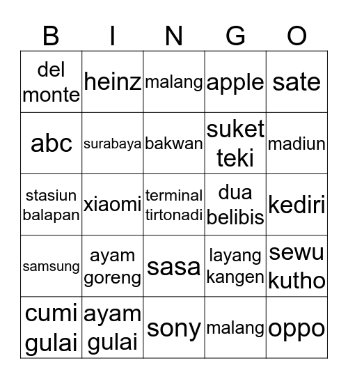 Untitled Bingo Card