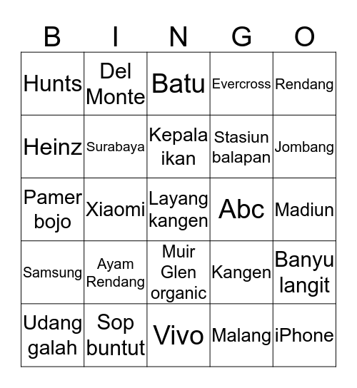 Abyan Bingo Card