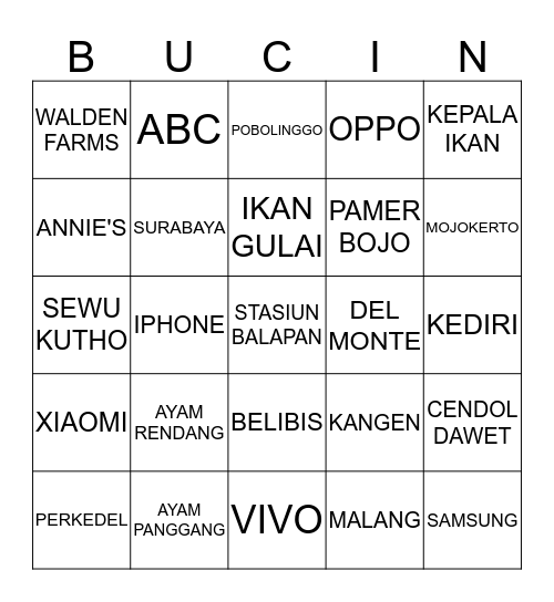 Farrel Yudhistira Bingo Card