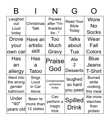 FRIENDSGIVING 2019 Bingo Card