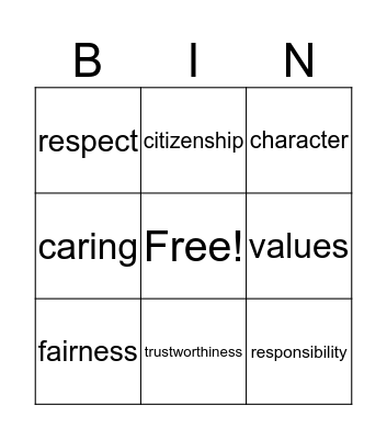 V.C.C.E Bingo Card