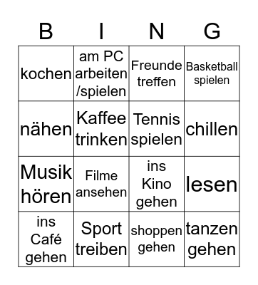 Das mag ich gerne!  Bingo Card