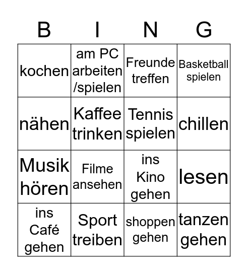 Das mag ich gerne!  Bingo Card