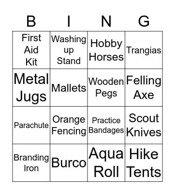 Scout Store Bingo Card