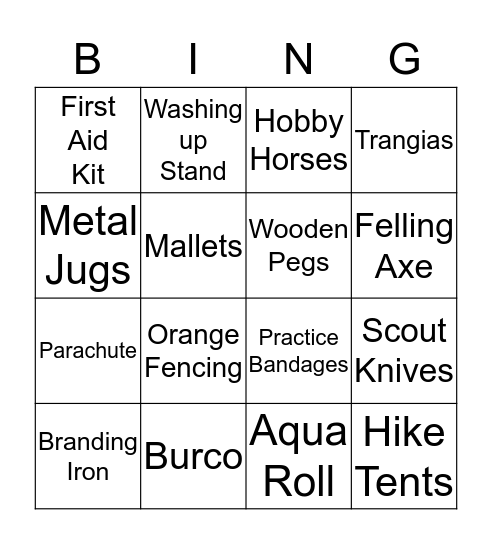Scout Store Bingo Card