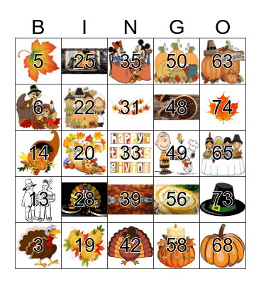 Fairview EC Turkey Bingo Card