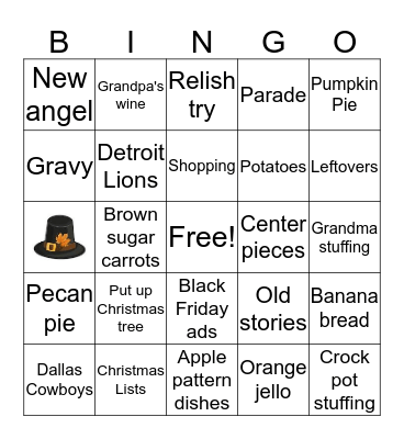 Renier Thanksgiving BINGO Card