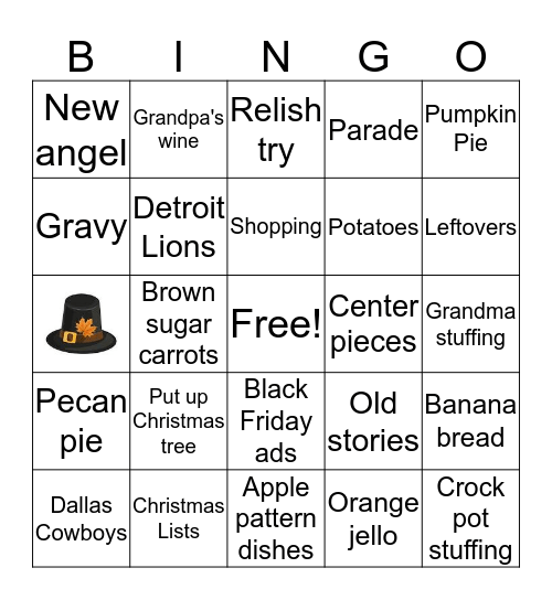 Renier Thanksgiving BINGO Card