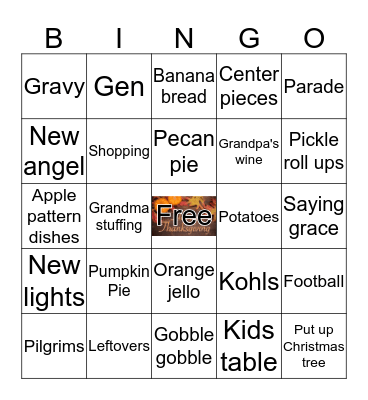 Renier Thanksgiving BINGO Card