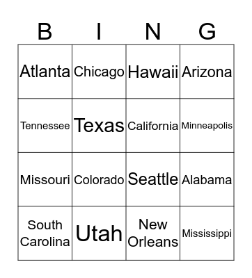 Oh The Places You Will Go! (U.S Version) Bingo Card