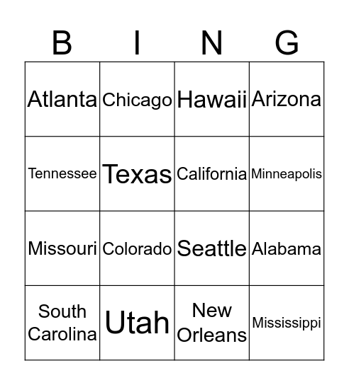 Oh The Places You Will Go! (U.S Version) Bingo Card