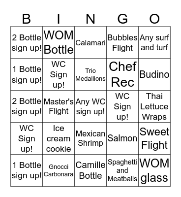 WC Bingo! Bingo Card