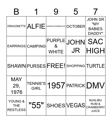 Barbara's  "55" Bingo Card