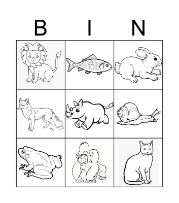 Animals Bingo Card
