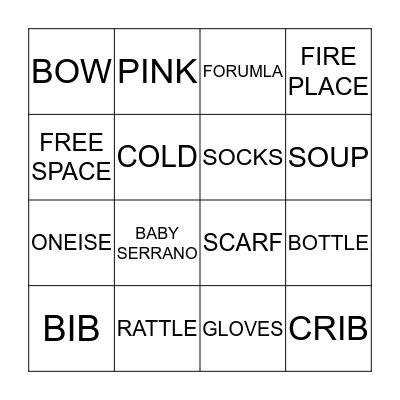 SERRANO BABY BING0 Bingo Card