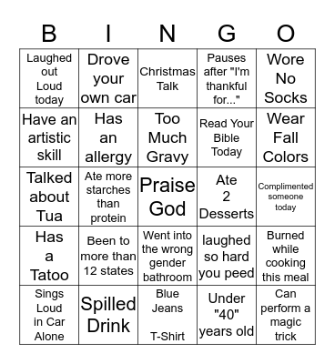 FRIENDSGIVING 2019 Bingo Card