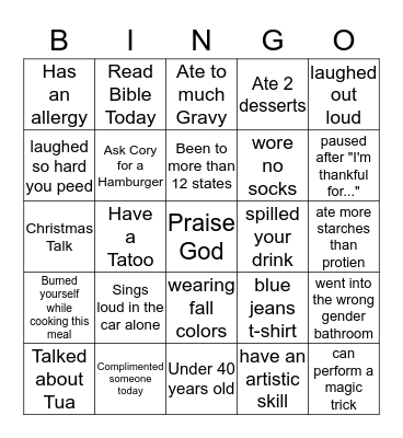 FRIENDSGIVING 2019 Bingo Card