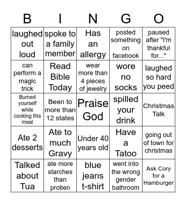 FRIENDSGIVING 2019 Bingo Card