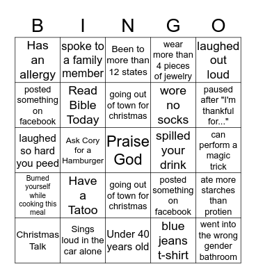 FRIENDSGIVING 2019 Bingo Card