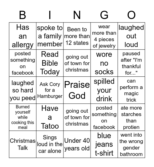 FRIENDSGIVING 2019 Bingo Card