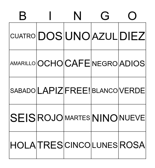 REVIEW BINGO Card