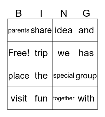 1st Grade, Unit 1 Bingo Card