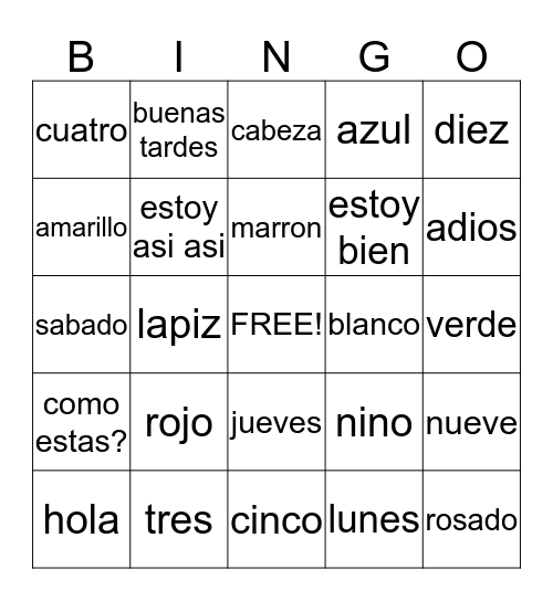 REVIEW BINGO Card