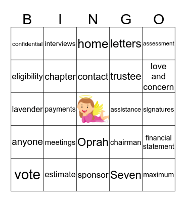 Angel Bingo Card