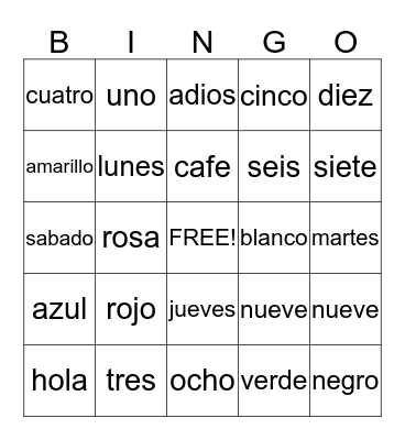REVIEW BINGO Card